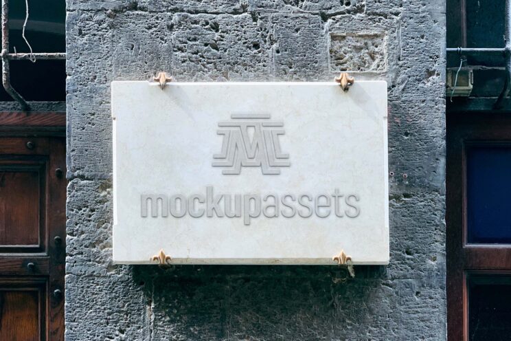 3D Marble Sign Logo Mockup Assets
